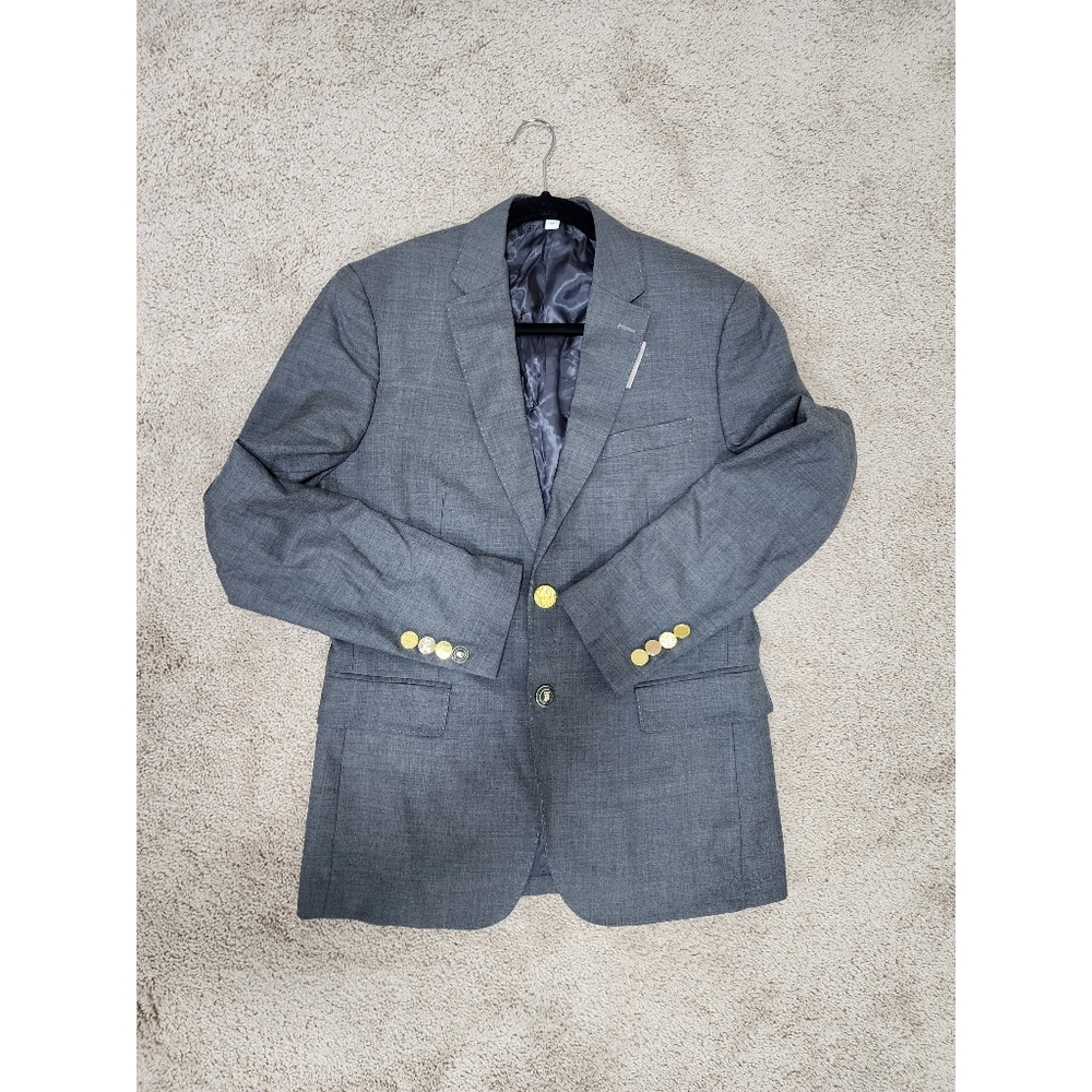 Authentic New BURBERRY Men's Gray TB Metal RUNWAY Slim Wool Blazer Jacket